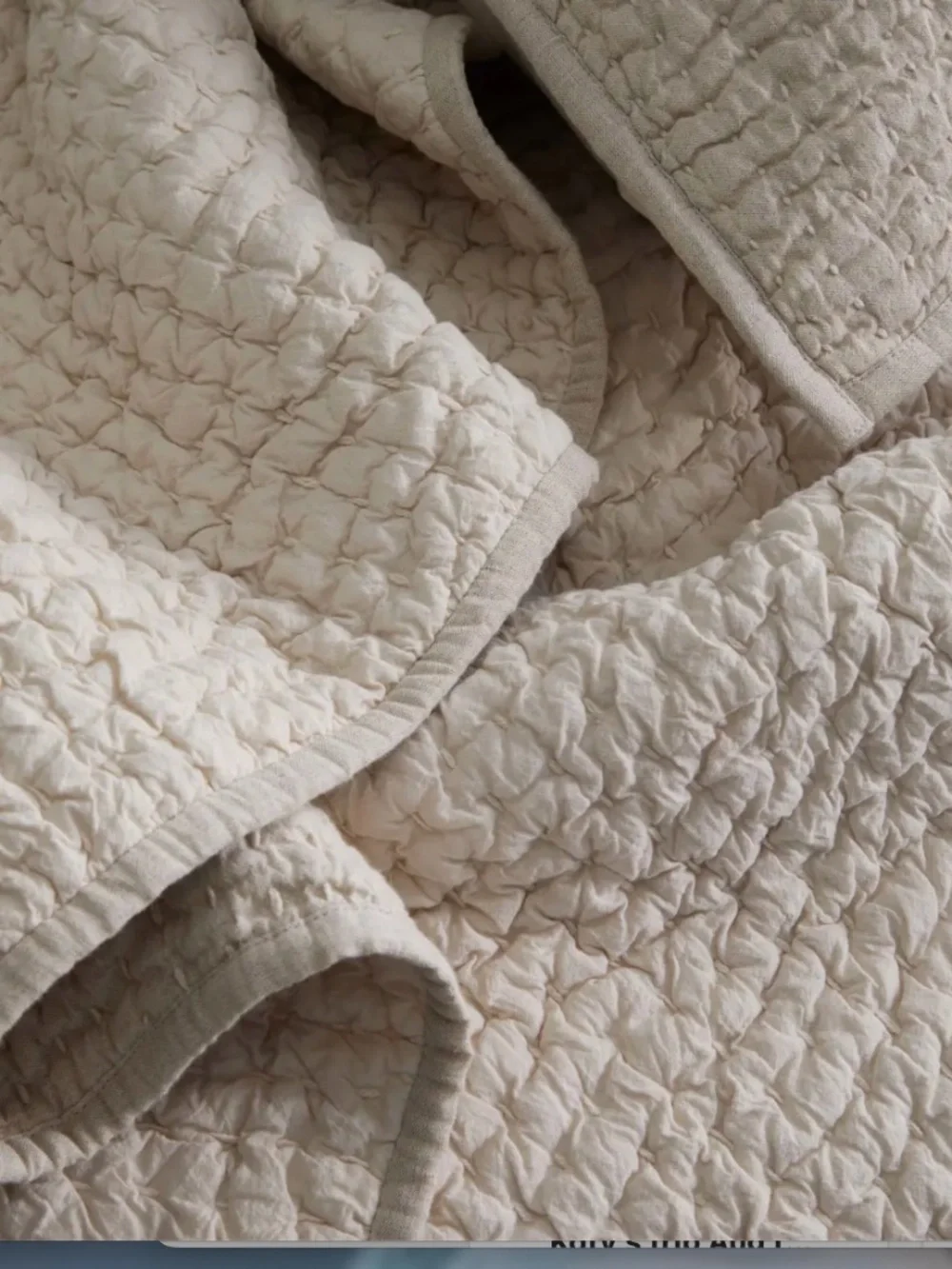Quince King European Linen Cotton Stitch Quilt Set with Shams in Natural